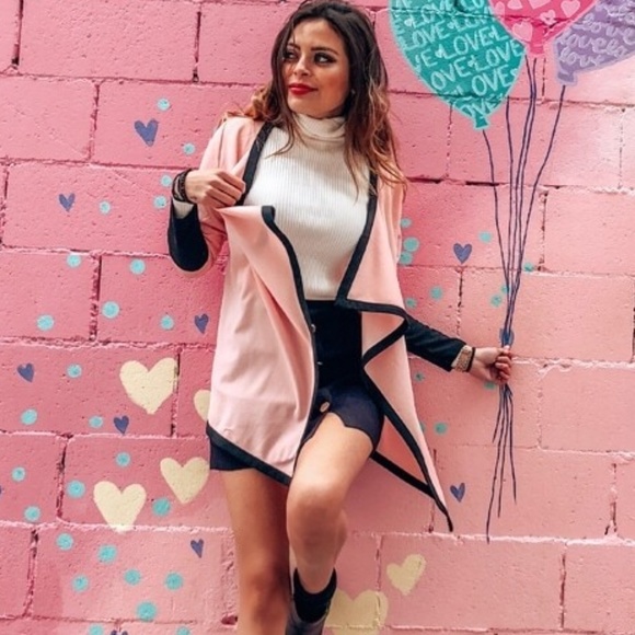 NEW pink and black waterfall blazer coat - Picture 2 of 6